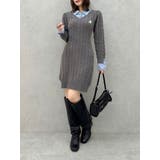 シャツレイヤードケーブルニットワンピース | dazzlin | 詳細画像7 