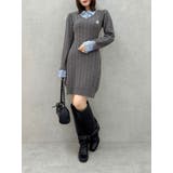 シャツレイヤードケーブルニットワンピース | dazzlin | 詳細画像8 