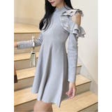 グレー | オープンショルダーニットミニワンピース | dazzlin