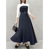 ネイビー | 折り返しベアドッキングワンピース | dazzlin