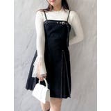 ブラック | ヘムチュールベルトキャミワンピース | dazzlin