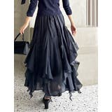 ネイビー | ペタルヘムオーガンスカート | dazzlin