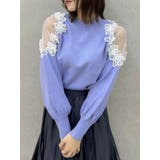 ブルー | ショルダーフラワーニットプルオーバー | dazzlin