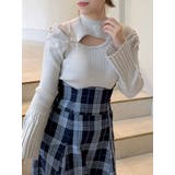 グレー | デコルテオープンリブニットトップス | dazzlin