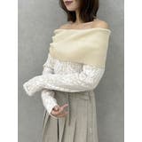 オフホワイト | レースレイヤードリブニットトップス | dazzlin