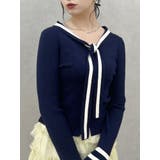 ネイビー | セーラータイシェイプニットトップス | dazzlin