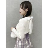 オフホワイト | バックリボンプチフリルニットトップス | dazzlin