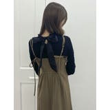 ブラック | バックリボンプチフリルニットトップス | dazzlin