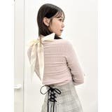ピンク | バックリボンプチフリルニットトップス | dazzlin