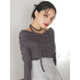 チョーカー付きオフショルドレープ長袖トップス | dazzlin | 詳細画像2 