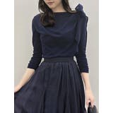 ネイビー | ネックドレープカットトップス | dazzlin
