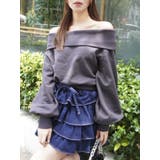 チャコールグレー | デコルテオープンスウェットトップス | dazzlin