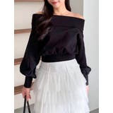 ブラック | デコルテオープンスウェットトップス | dazzlin