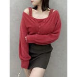 レッド | ミニシャギーラメニットカーデトップス | dazzlin