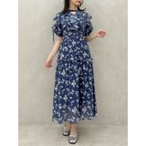 ネイビー | ラッフルリボンフラワーワンピース | dazzlin