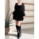 ブラック | ギャザーリボンミニワンピース | dazzlin