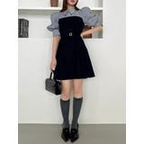 ネイビー | レイヤードシャツミニワンピース | dazzlin