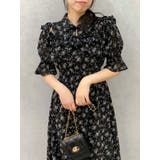 ブラック | 2WAYショルダーフラワーラッフルワンピース | dazzlin