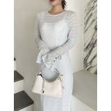 ブルー | バックリボンレースワンピース | dazzlin