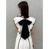 バックリボンパイピングレースドレス | dazzlin | 詳細画像11