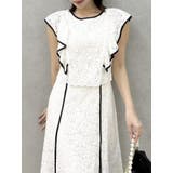 バックリボンパイピングレースドレス | dazzlin | 詳細画像9