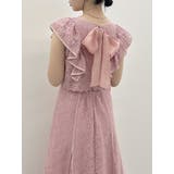 ピンク | バックリボンパイピングレースドレス | dazzlin