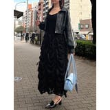 ブラック | ギャザーリボンワンピース | dazzlin