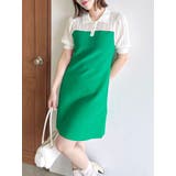 グリーン | シアーポロニットミニワンピース | dazzlin