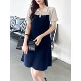 ネイビー | シアーポロニットミニワンピース | dazzlin