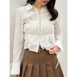 ブルー | ダブルファスナーギャザーシャツ | dazzlin