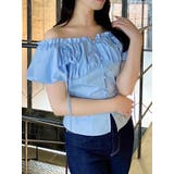 ブルー | 2WAYバルーンスリーブギャザーブラウス | dazzlin