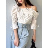 オフホワイト | アシメギャザーブラウス | dazzlin