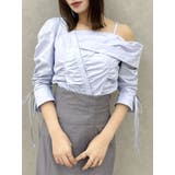 ブルー | アシメギャザーブラウス | dazzlin