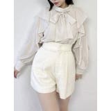 アイボリー | フリルリボン2WAY長袖ブラウス | dazzlin