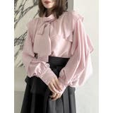 ピンク | フリルリボン2WAY長袖ブラウス | dazzlin