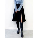 ブラック | ジップスリットミディスカート | dazzlin