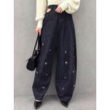 ブラック | カーブタックデニムパンツ | dazzlin