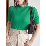 グリーン | コンパクトギャザーシアーニットトップス | dazzlin