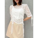 オフホワイト | ギャザーリボンレーストップス | dazzlin