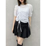 ブルー | ギャザーリボンレーストップス | dazzlin