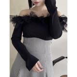 ブラック | オフショルリボンカットトップス | dazzlin