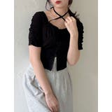 ブラック | フロントホックタイトカットトップス | dazzlin