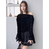 アシメギャザーシアーベロアカットソー | dazzlin | 詳細画像9