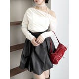 オフホワイト | アシメギャザーシアーベロアカットソー | dazzlin