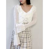 オフホワイト | ペプラムフリルリボンカーデ | dazzlin