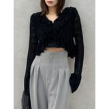 ブラック | ペプラムフリルリボンカーデ | dazzlin