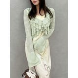 グリーン | ペプラムフリルリボンカーデ | dazzlin