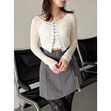 オフホワイト | レースホックショートカーデ | dazzlin