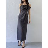 チャコールグレー | ツインリボンディティールワンピース | dazzlin