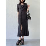 チャコールグレー | アシメレイヤードカットワンピース | dazzlin